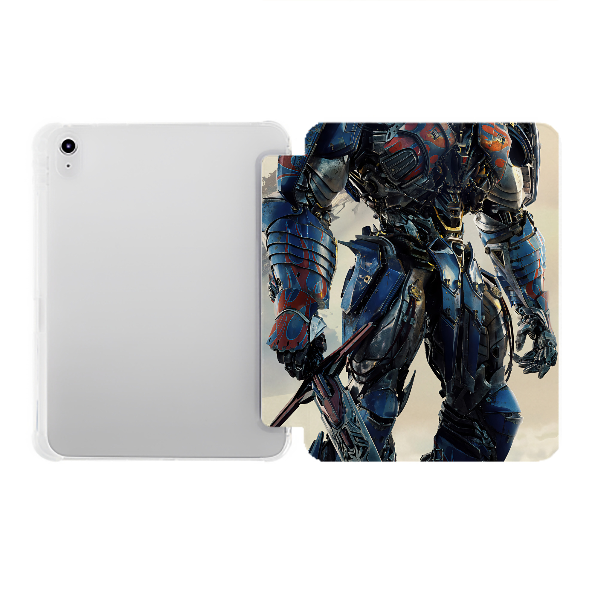 （画像用） Transformers トランスフォーマー IPad ケース ペン収納付き 三つ折りスタンド PUレザー×シリコン 対応機種9.5/10.5/10.9インチ